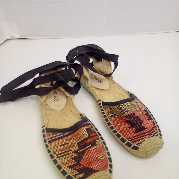 Soludos Ankle Tie Espadrille Women 5 Aztec Pattern - Picture 2 of 14